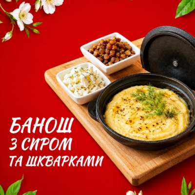 Банош з сиром та шкварками