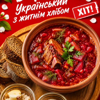 Борщ Український з житнім хлібом