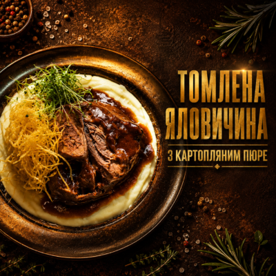 Томлена Яловичина з картопляним пюре