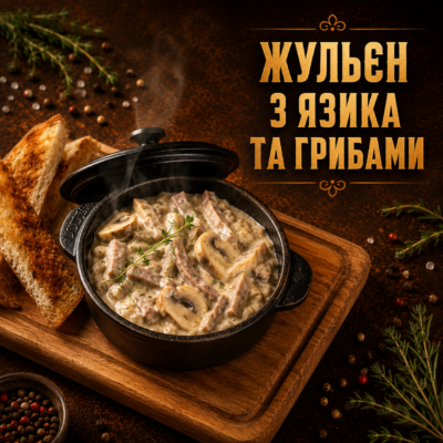 Жульєн з язика з грибами
