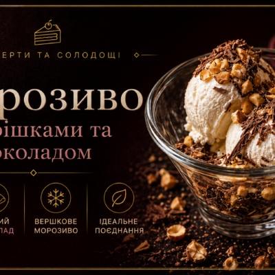 Морозиво з горіхами та шоколадом